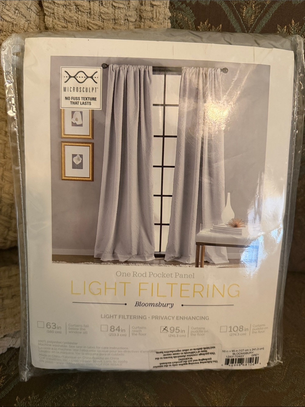 BloomSBury Light-Filtering One Rod Pocket Panel Curtain - Light Gray